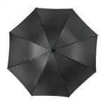 Printed Grace windproof golf umbrella in black with printed logo top view