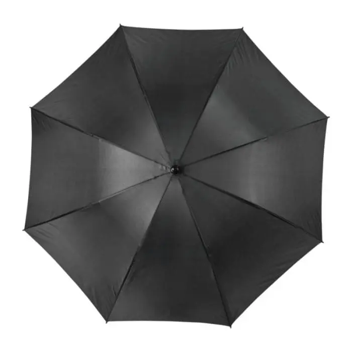 Printed Grace windproof golf umbrella in black with printed logo top view