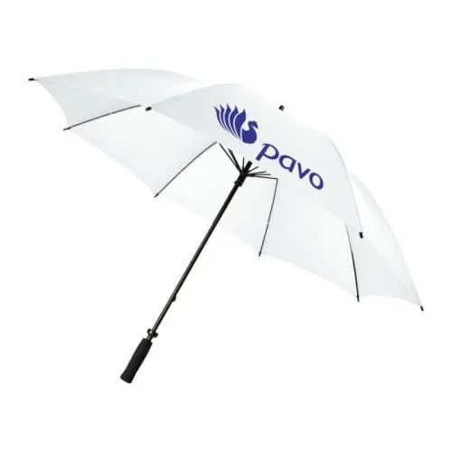 Printed Grace windproof golf umbrella in white with printed logo