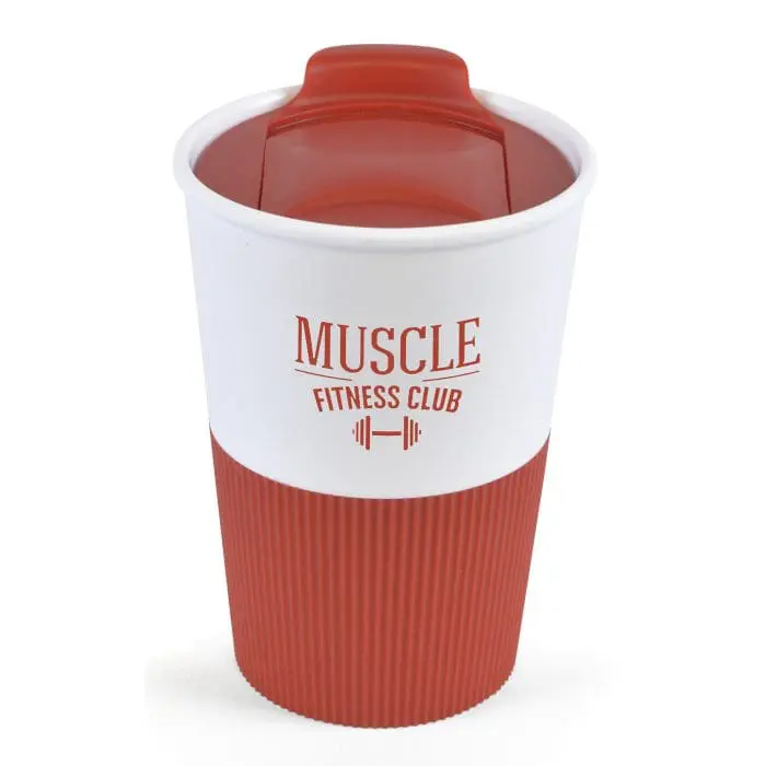 Branded Grippy 330ml Plastic Tumbler in White and Red