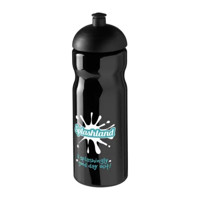 Branded H2O Active Base Dome Lid Bottle in black with black lid and printed logo