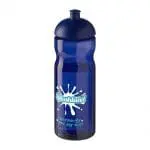 Branded H2O Active Base Dome Lid Bottle in blue with blue lid and printed logo