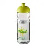 Branded H2O Active Base Dome Lid Bottle in clear with light green lid and printed logo