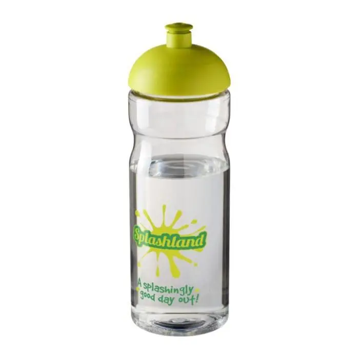 Branded H2O Active Base Dome Lid Bottle in clear with light green lid and printed logo