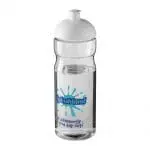 Promotional H2O Active Base Dome Lid Bottle in clear with white lid and printed logo