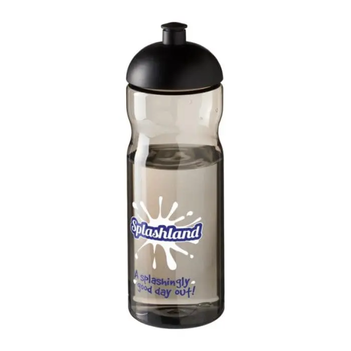 Promotional H2O Active Base Dome Lid Bottle in grey with black lid and printed logo