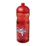 Printed H2O Active Base Dome Lid Bottle in red with red lid and printed logo