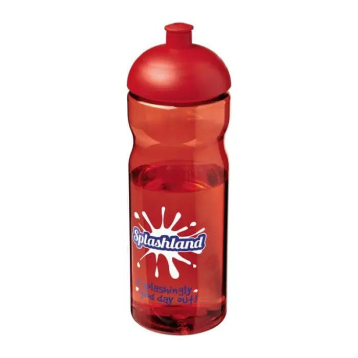 Printed H2O Active Base Dome Lid Bottle in red with red lid and printed logo