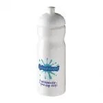 Printed H2O Active Base Dome Lid Bottle 650ml in white with white lid and printed logo