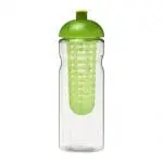 Personalised H2O Active Base Dome Lid Infuser Bottle 650ml in clear with coloured lid and infuser with printed logo