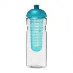 Customised H2O Active Base Dome Lid Infuser Bottle 650ml in clear with coloured lid and infuser with printed logo