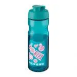 Personalised H2O Active Base Flip Lid Bottle in aqua with aqua lid and printed logo