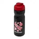 Personalised H2O Active Base Flip Lid Bottle in black with red lid and printed logo