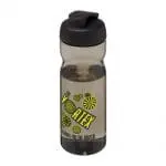 Promotional H2O Active Base Flip Lid Bottle in dark grey with black lid and printed logo