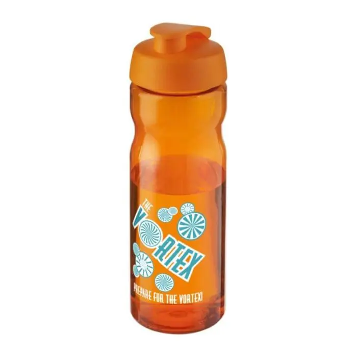 Promotional H2O Active Base Flip Lid Bottle in orange with orange lid and printed logo