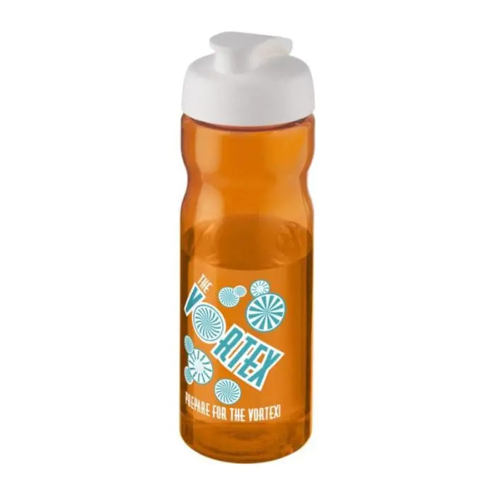 Promotional H2O Active Base Flip Lid Bottle in orange with white lid and printed logo