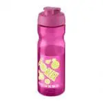 Printed H2O Active Base Flip Lid Bottle in pink with pink lid and printed logo