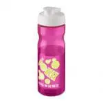 Promotional H2O Active Base Flip Lid Bottle in pink with white lid and printed logo