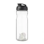 Personalised Base Flip Lid Shaker Bottle 650ml in clear with coloured lid and white mixer and printed logo