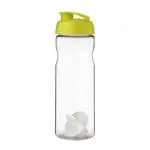 Branded Base Flip Lid Shaker Bottle 650ml in clear with coloured lid and white mixer and printed logo