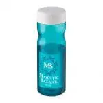 Branded H2O Active Base Screw Cap Bottle in aqua with white lid and printed logo