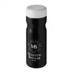 Branded H2O Active Base Screw Cap Bottle in black with white lid and printed logo