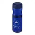 Branded H2O Active Base Screw Cap Bottle in blue with blue lid and printed logo