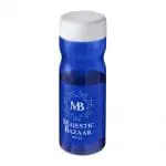 Branded H2O Active Base Screw Cap Bottle in blue with white lid and printed logo