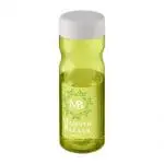 Branded H2O Active Base Screw Cap Bottle in light green with white lid and printed logo