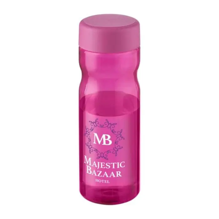 Promotional H2O Active Base Screw Cap Bottle in pink with pink lid and printed logo