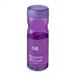 Printed H2O Active Base Screw Cap Bottle in purple with purple lid and printed logo