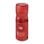 Printed H2O Active Base Screw Cap Bottle 650ml in red with red lid and printed logo