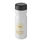 Printed H2O Active Base Screw Cap Bottle 650ml in white with black lid and printed logo