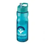 Branded H2O Active Base Spout Lid Bottle in aqua with aqua lid and printed logo