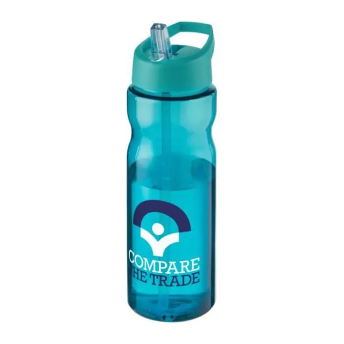 Branded H2O Active Base Spout Lid Bottle in aqua with aqua lid and printed logo