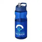 Branded H2O Active Base Spout Lid Bottle in blue with blue lid and printed logo