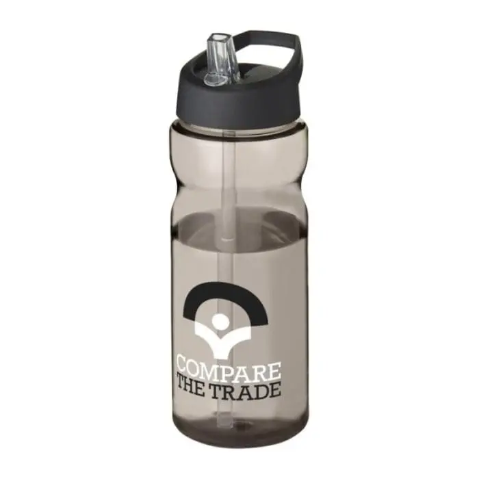 Promotional H2O Active Base Spout Lid Bottle in grey with black lid and printed logo