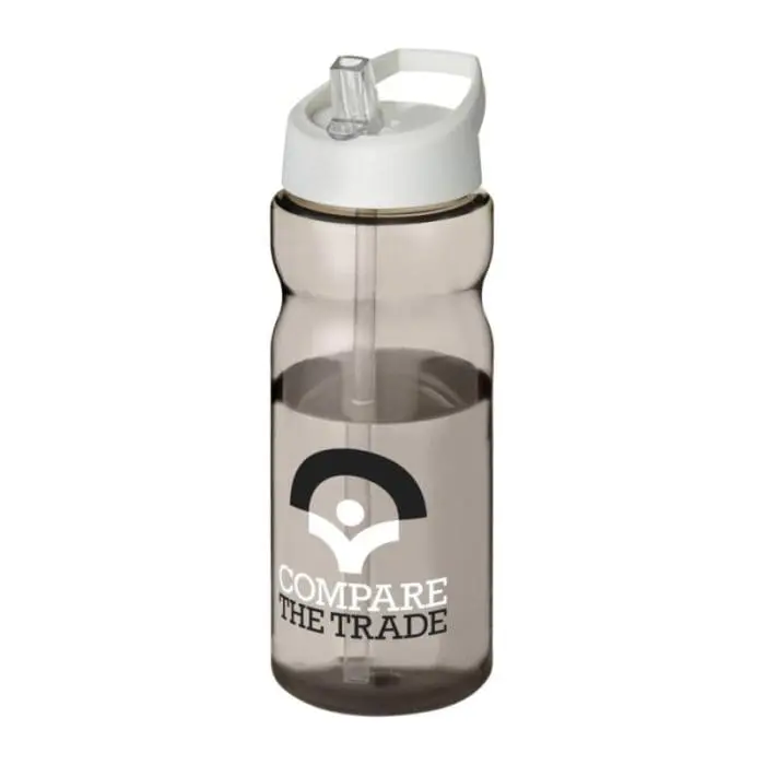 Promotional H2O Active Base Spout Lid Bottle in grey with white lid and printed logo