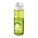 Promotional H2O Active Base Spout Lid Bottle in light green with white lid and printed logo