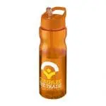 Promotional H2O Active Base Spout Lid Bottle in orange with orange lid and printed logo