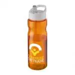 Promotional H2O Active Base Spout Lid Bottle in orange with white lid and printed logo