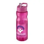 Promotional H2O Active Base Spout Lid Bottle in pink with pink lid and printed logo