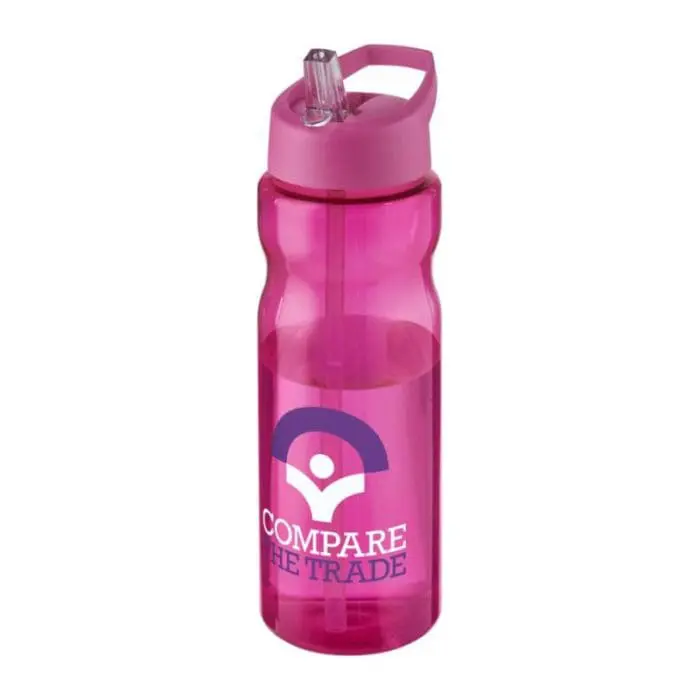 Promotional H2O Active Base Spout Lid Bottle in pink with pink lid and printed logo