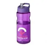 Printed H2O Active Base Spout Lid Bottle in purple with purple lid and printed logo