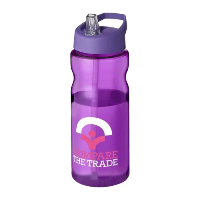 Printed H2O Active Base Spout Lid Bottle in purple with purple lid and printed logo