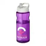 Promotional H2O Active Base Spout Lid Bottle in purple with white lid and printed logo