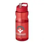 Printed H2O Active Base Spout Lid Bottle 650ml in red with red lid and printed logo