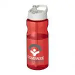 Printed H2O Active Base Spout Lid Bottle in red with white lid and printed logo