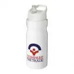 Printed H2O Active Base Spout Lid Bottle 650ml in white with white lid and printed logo