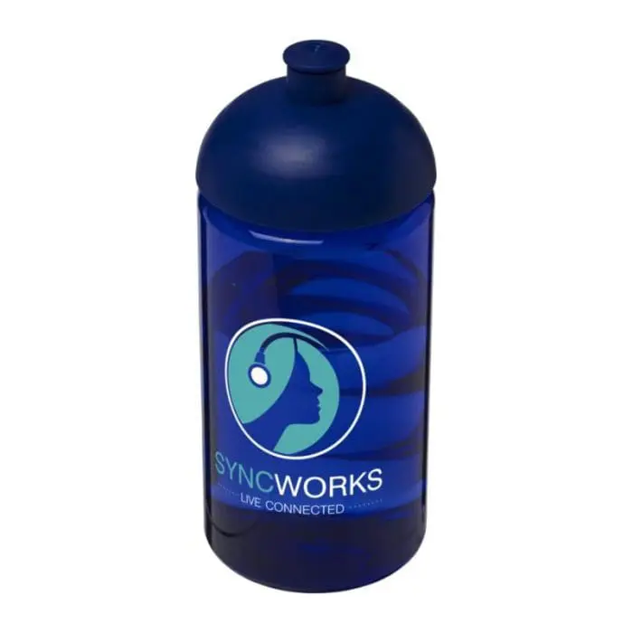 Customised H2O Active Bop Dome Lid Bottle 500ml in blue with blue lid and printed logo